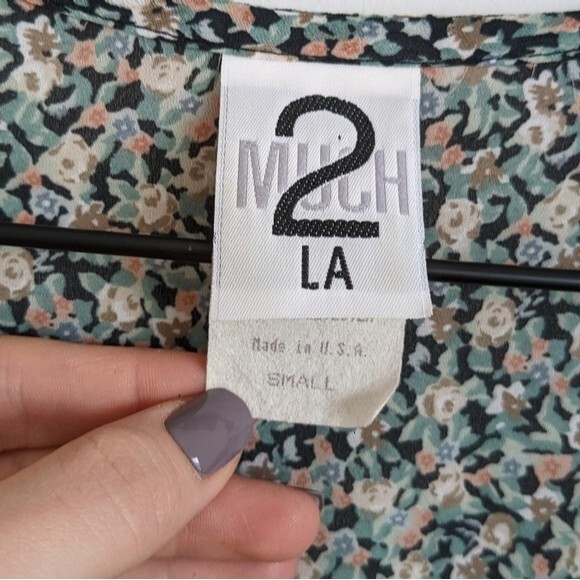 Vintage Ditzy Floral Y2K Button Down Tie Knit Crop Top Shirt - Picture 7 of 8